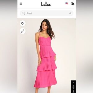 Lulus Hot Pink Tiered Midi Dress